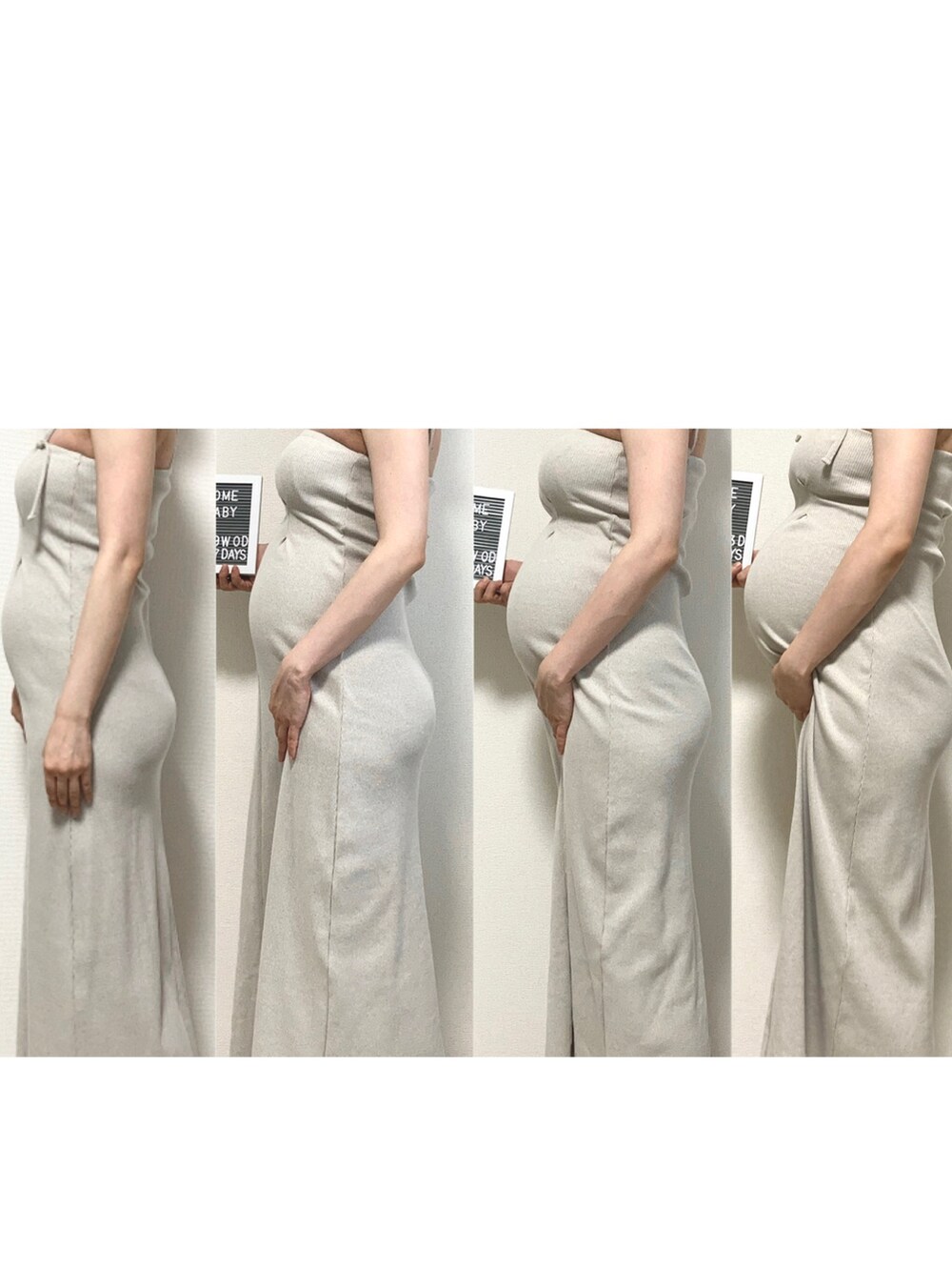 ベージュ系のワンピース、ベージュ系の肌着を着用したレディースの秋コーディネートの3枚目の写真