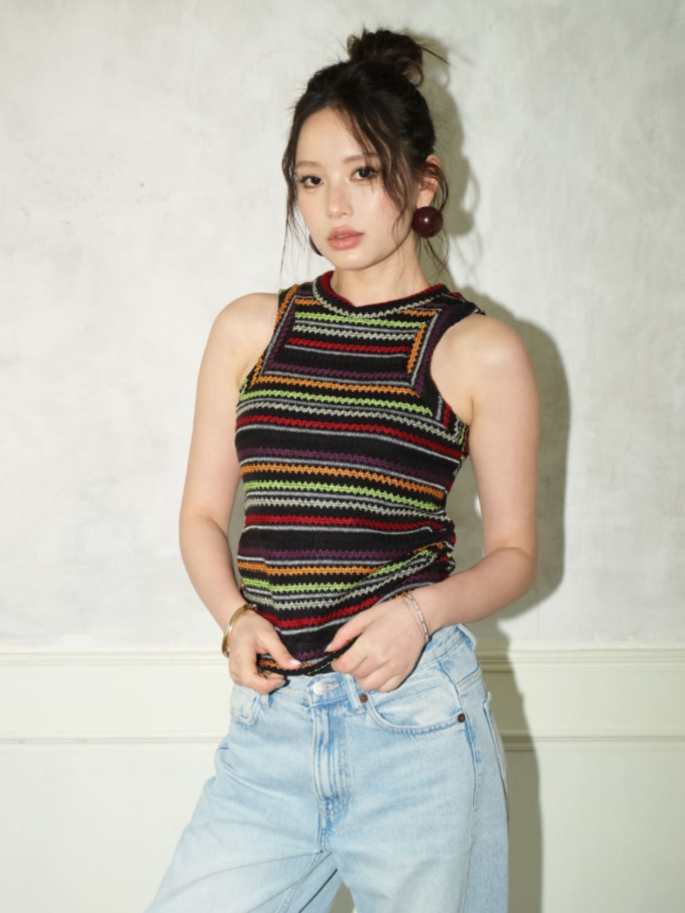 「春ニット、はるコーデ、今日のコーデ、シンプルスタイル、オトナ女子、パンツコーデ、大人コーデ、大人かわいい、ボーダー、休日スタイル、韓国ファッション、春色、エスニック、水着、OSYAREVO」｜「OSYAREVOの【公式】インスタグラム（その他、その他）」を使った、OSYAREVOさん（レディース・167cm）の春コーディネートの4枚目の写真