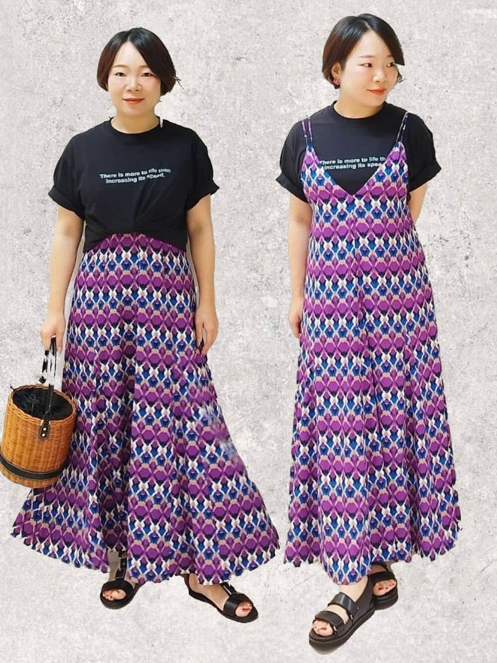 ブラック系のTシャツ/カットソーを着用したレディースの夏コーディネートの7枚目の写真