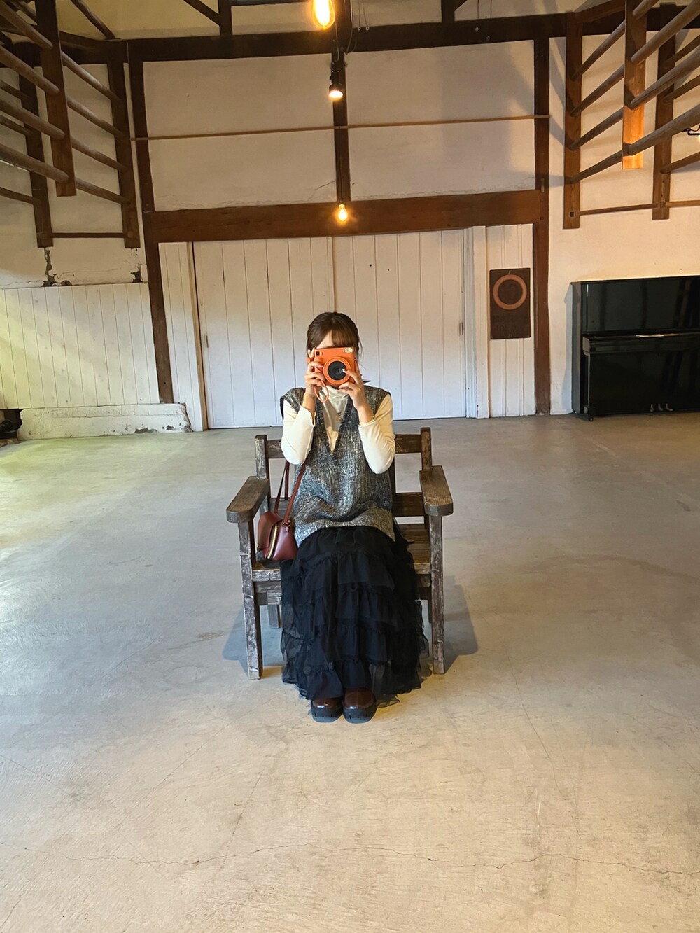 「秋服コーデ、おでかけコーデ、カフェ巡り」｜「しまむらのアイテム（スカート、ブラック系）」を使った、＊asami＊さん（レディース・151cm）の秋コーディネートの2枚目の写真