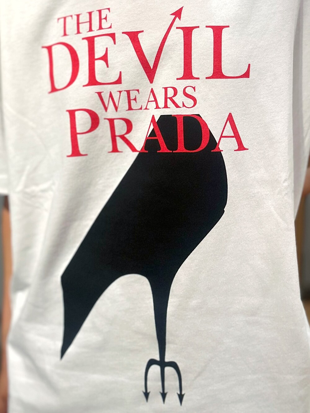 ホワイト系のTシャツ/カットソー、ブラック系のシャツ/ブラウス、ブルー系のスカートを着用したレディースの夏コーディネートの5枚目の写真