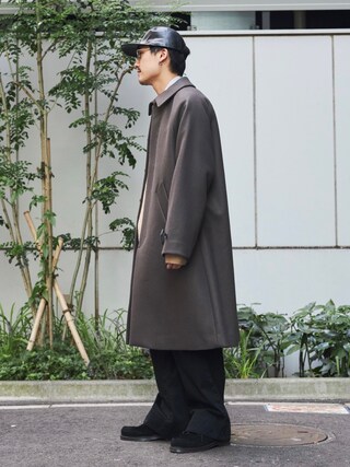 Super140s メルトンオーバーサイズステンカラーコート / 保温 / 天然撥