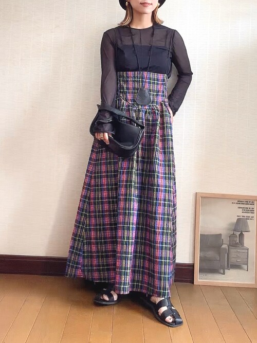 forksy.】セットアップ対応 サッカーチェック柄シャーリングキャミ