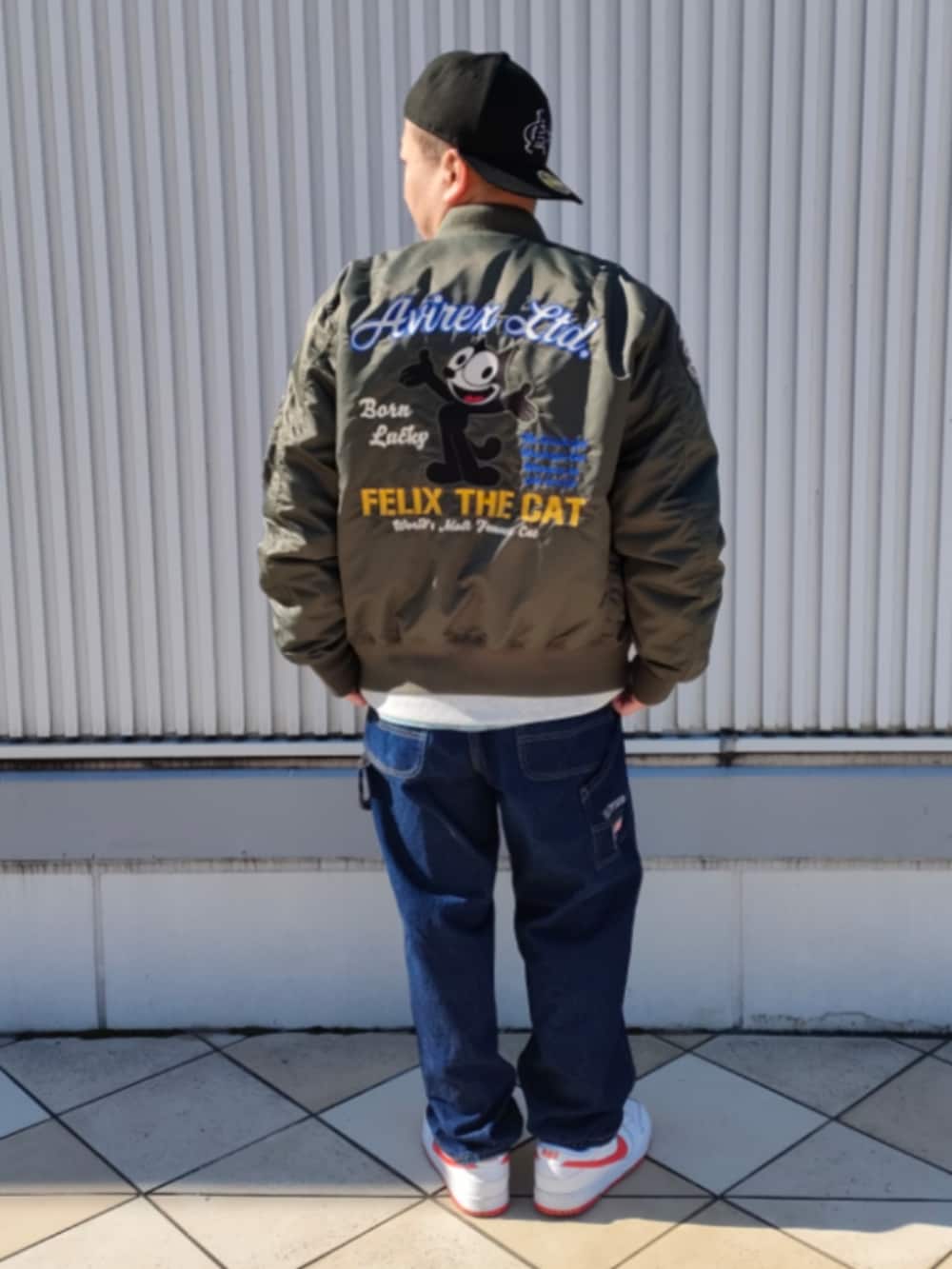 「デニム、ミリタリー、MA-1、キャップ、AVIREX、ootd、メンズファッション、今日のコーデ、AVIREXBelle、真冬のあったかスタイル」｜「AVIREXの【×NEW ERA/ニューエラ】ロウ プロファイル 59フィフティ / LOW PROFILE 59FIFTY "AC"/ アヴィレックス / AVIREX（キャップ、ブラック系）」を使った、SUGAYA！さん（メンズ・164cm）の冬コーディネートの2枚目の写真