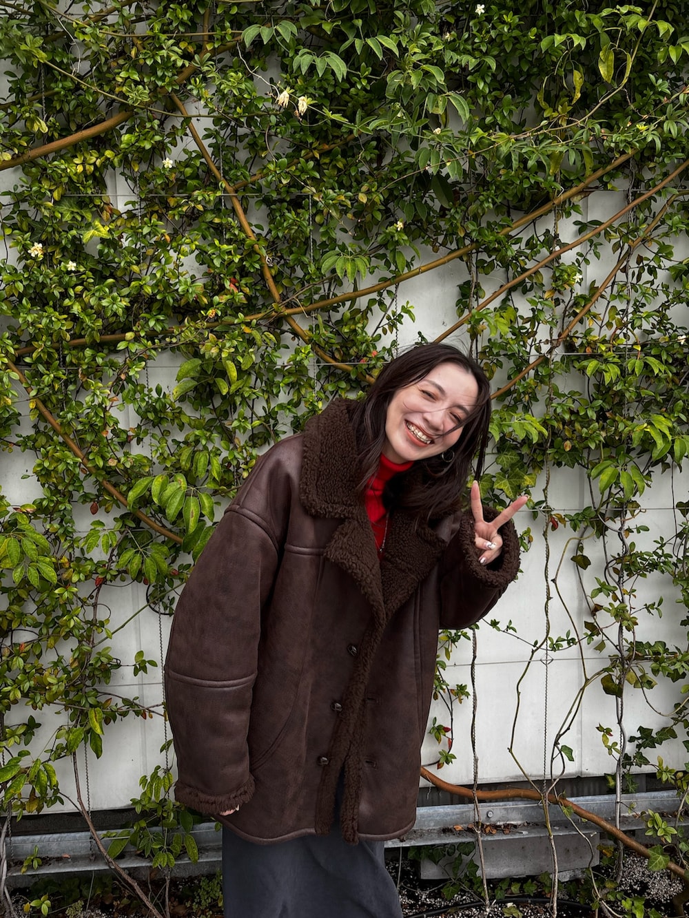 「Ungridのフェイクムートンルーズブルゾン（ブルゾン、ブラウン系）」を使った、庄司　未菜美さん（レディース・159cm）の秋コーディネートの6枚目の写真