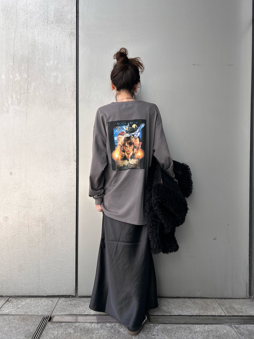 「Ungridのボアコンビムートンブルゾン（ムートンコート、ブラック系）」を使った、庄司　未菜美さん（レディース・159cm）の秋コーディネートの5枚目の写真