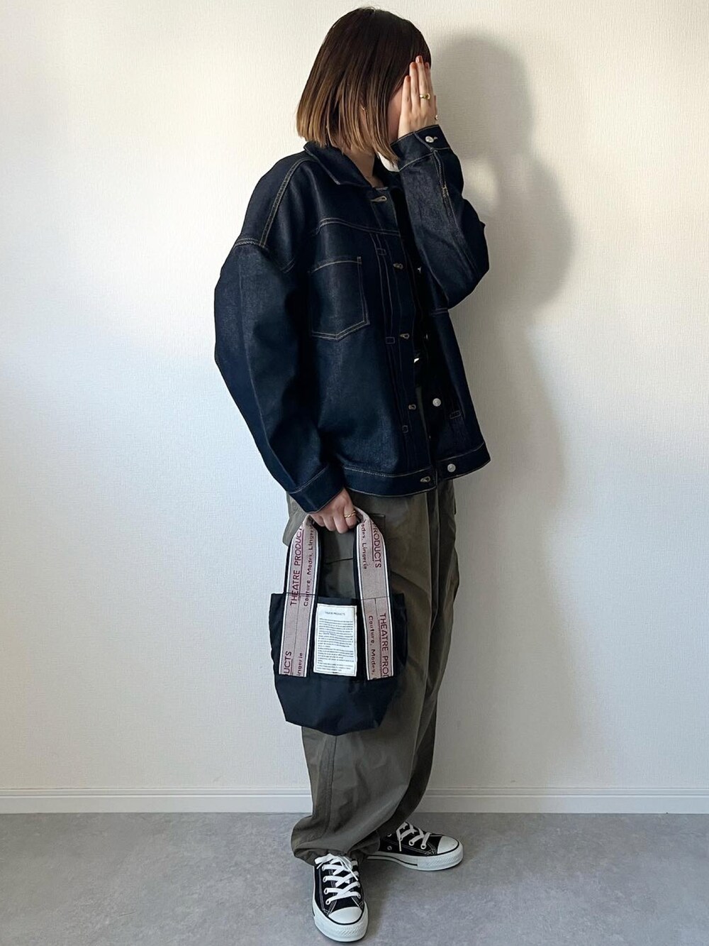 𝚔𝚘さんの「ルーズデニムジャケット/Gジャン（BONLECILL）」を使ったコーディネートの2枚目の写真