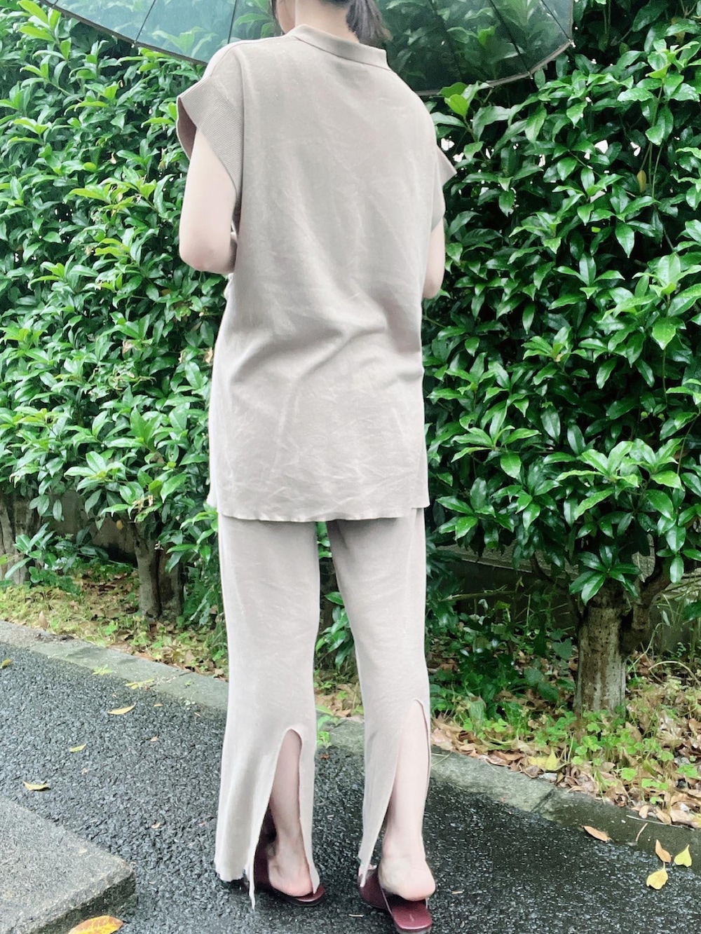 「stylemixer、AULENTTI、TODAYFUL、CLANE、Goldy、セットアップ、ニットアップ、ワントーンコーデ、きれいめカジュアル、オトナカジュアル、オトナ女子、大人カジュアル、春コーデ、夏コーデ、ラクチンコーデ」｜「Spick & Spanの【AULENTTI】別注ワンハンドルバッグ2◆（ショルダーバッグ、イエロー系）」を使った、nico＊さん（レディース・168cm）の夏コーディネートの3枚目の写真
