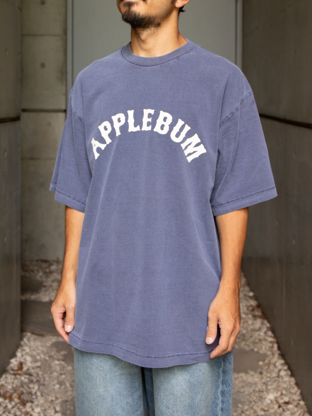 ブルー系のTシャツ/カットソーを着用したメンズの夏コーディネートの2枚目の写真