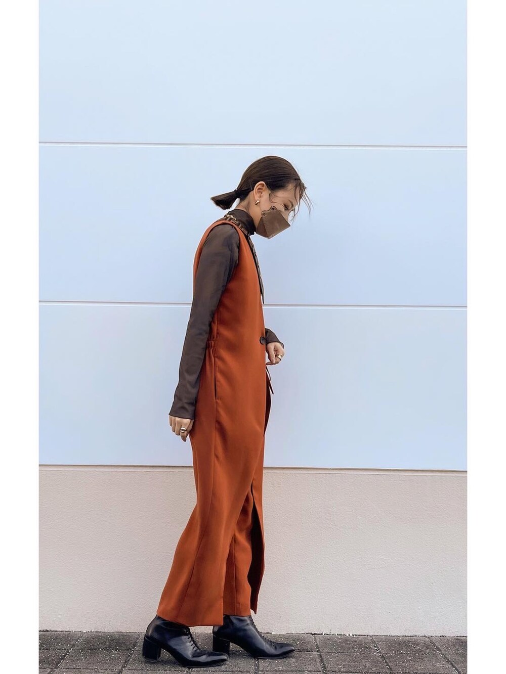 「CLANE、TODAYFUL、FENDI」｜「CLANEのアイテム（オールインワン・サロペット、オレンジ系）」を使った、Jasmine:)さん（レディース・158cm）の秋コーディネートの2枚目の写真