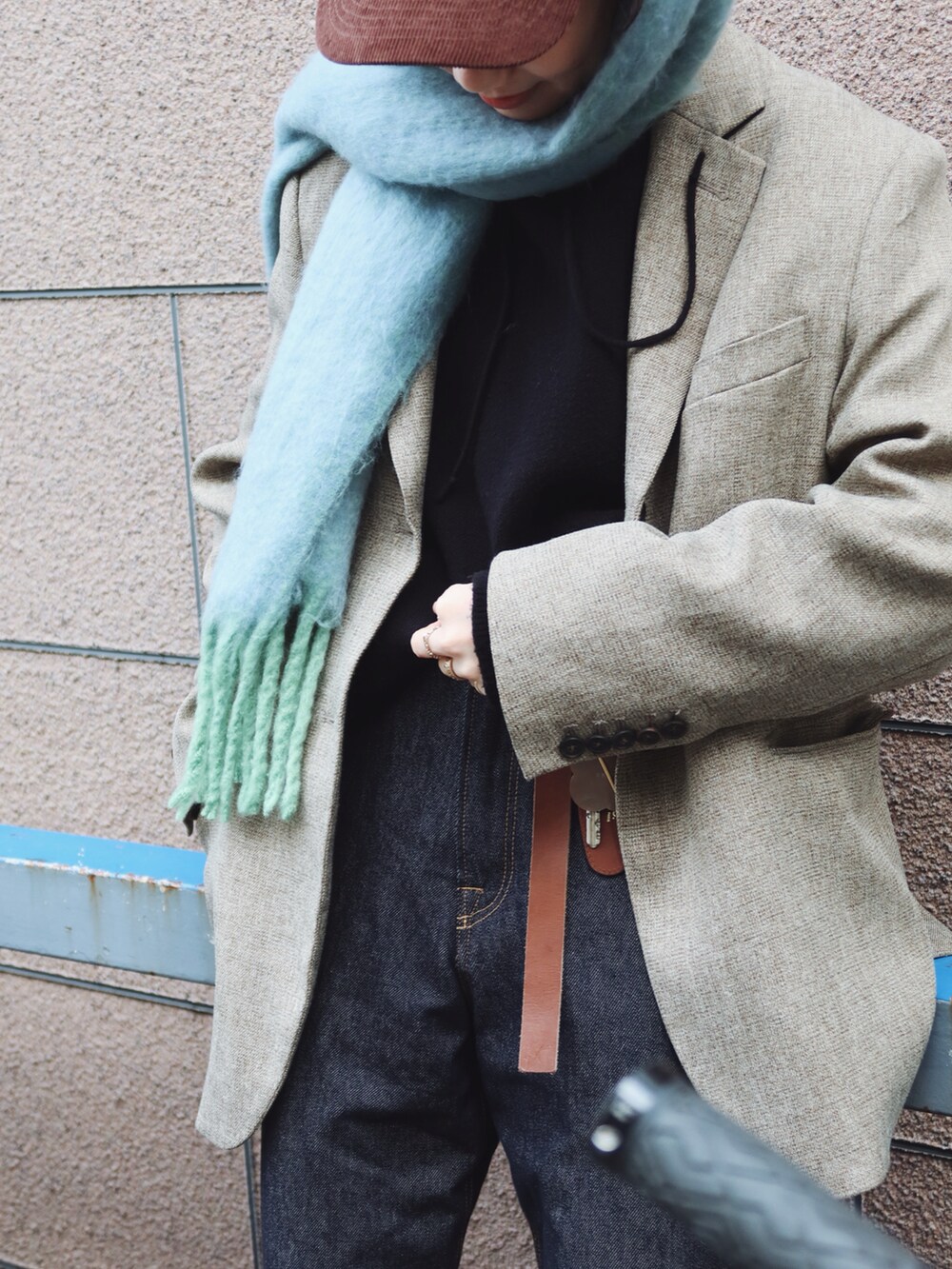 LA PEAU DE GEM】check single breasted jacket/チェックシングル