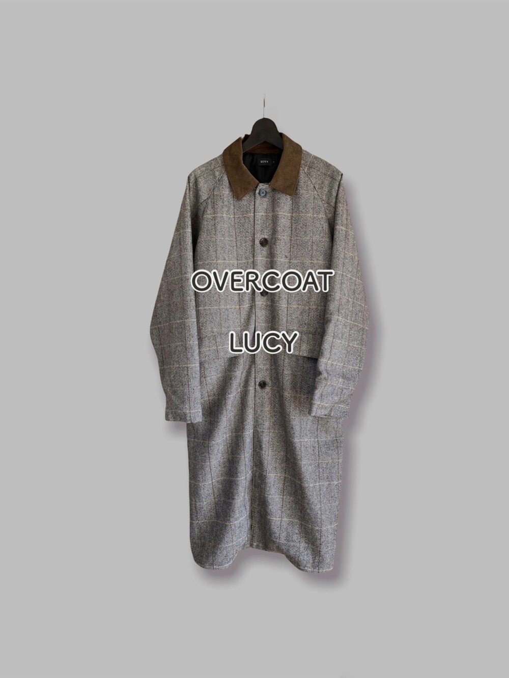 「コーデュロイパンツ、マフラーぐるぐる、チェック柄に恋してる、ロングコート」｜「LUCYのLUCY/OVERCOAT（チェスターコート、その他）」を使った、Kyoheiさん（メンズ・174cm）の秋コーディネートの3枚目の写真