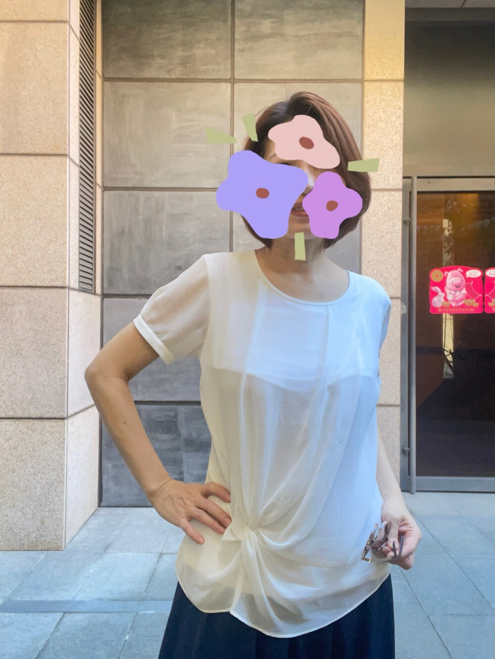 「INDIVIのアイテム（シャツ/ブラウス、ホワイト系）」を使った、sflinさん（レディース・162cm）の春コーディネートの2枚目の写真