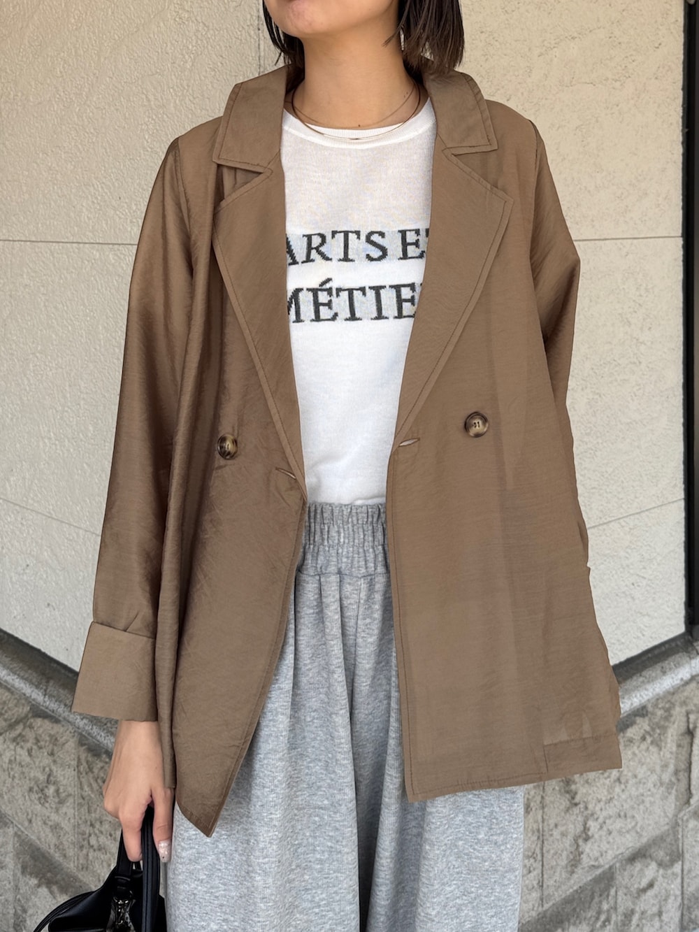 「Chez toiの【ON/OFFつかえる】シアーテーラードジャケット（テーラードジャケット、ベージュ系）」を使った、karinさん（レディース・168cm）の春コーディネートの3枚目の写真