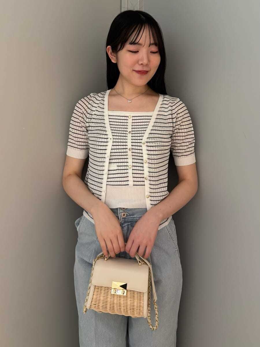 「骨格ウェーブ、ディリーコーディネート、パンツ、トップス、高身長コーデ、夏コーデ、カジュアル」｜「CELFORDのケーブルアンサンブルニット（ニット/セーター、その他）」を使った、CELFORDさん（レディース・165cm）の夏コーディネートの6枚目の写真