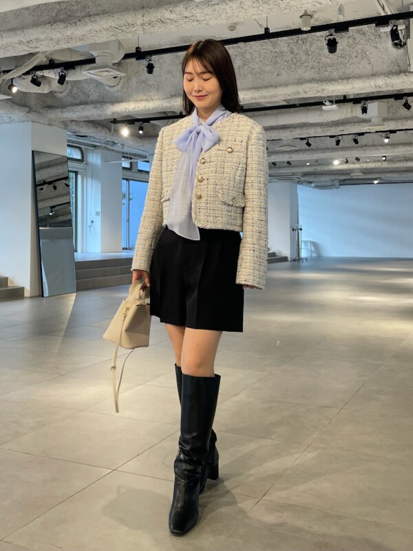 「骨格ウェーブ、ディリーコーディネート、ジャケット、パンツ、トップス、高身長コーデ、春コーディネート、夏コーデ、カジュアル、デートコーデ」｜「CELFORDのパイピングショートジャケット（その他アウター、その他）」を使った、CELFORDさん（レディース・160cm）の冬コーディネートの2枚目の写真