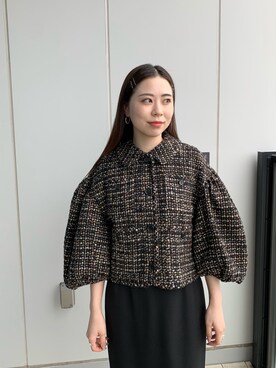 CLANE/クラネ】MIX TWEED PUFF SLEEVE JACKET/ミックスツイードパフ