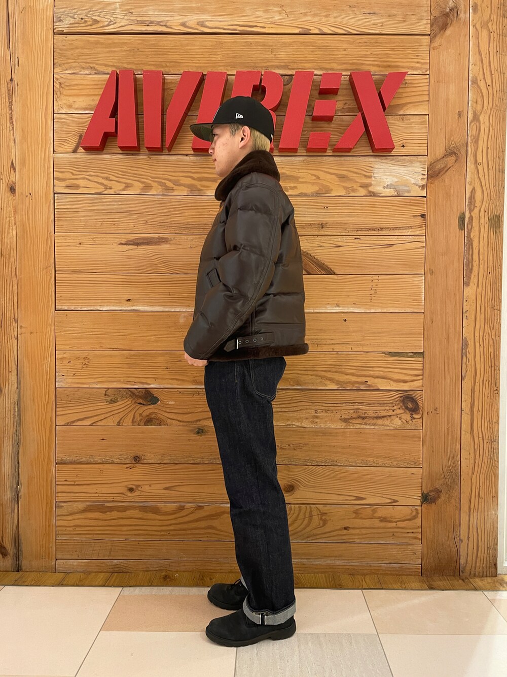 「ビッグシルエット、AVIREX、大人カジュアル、休日コーデ、ootd、秋冬コーデ、冬アウター、AVIREXBelle、ファッションの力を信じよう、新星WEARISTAにエントリー」｜「AVIREXの【×NEW ERA/ニューエラ】ロウ プロファイル 59フィフティ / LOW PROFILE 59FIFTY "AC"/ アヴィレックス / AVIREX（キャップ、ブラック系）」を使った、ひらいさん（メンズ・174cm）の冬コーディネートの3枚目の写真