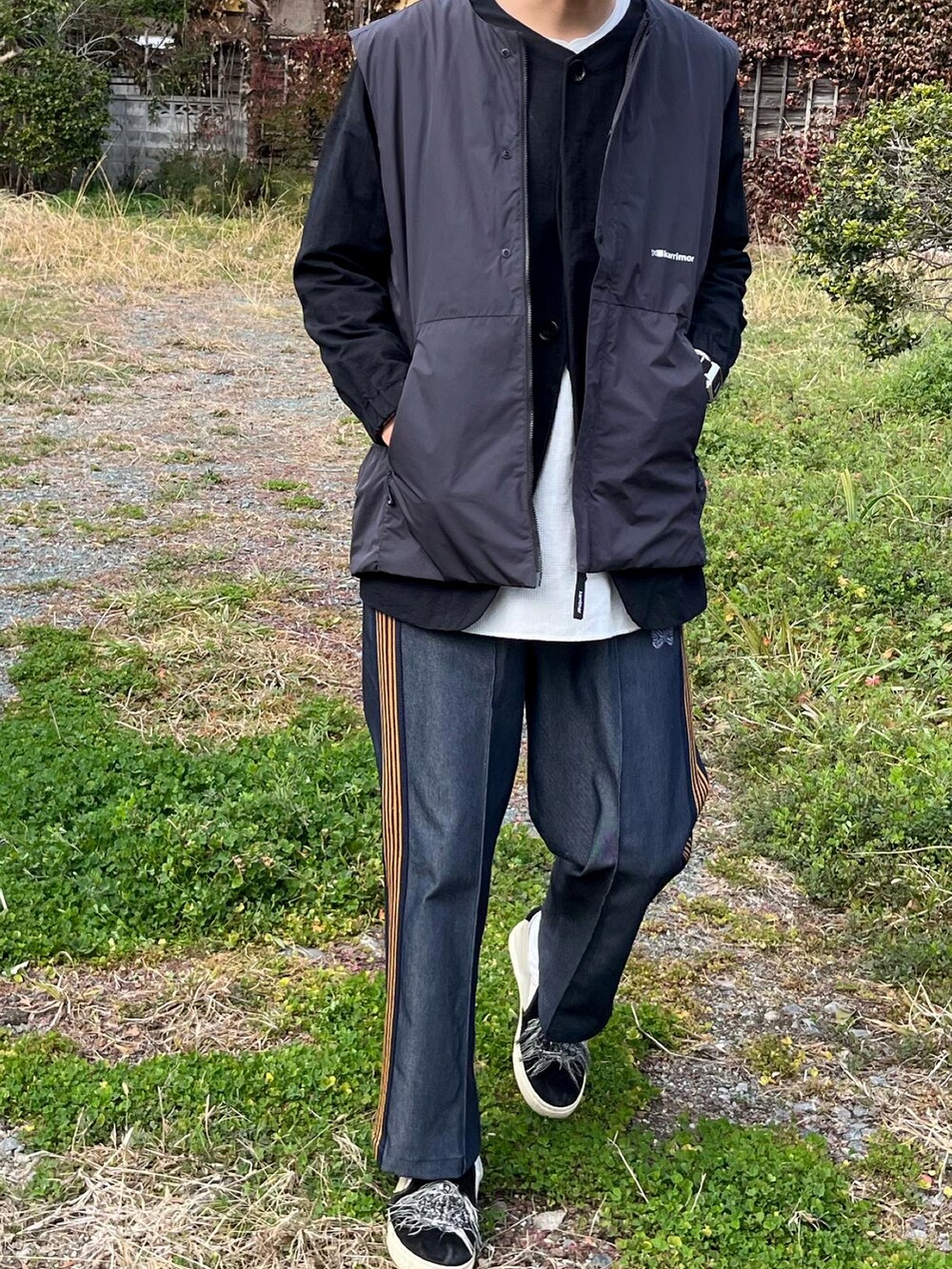 「メンズコーデ、服好きな人と繋がりたい、ootd、カジュアル、お洒落さんとつながりたい、ストリートMIX、VANS、NEEDLES、いいね、save、フォローお願いします🤑」｜「doubletのアイテム（スニーカー、ブラック系）」を使った、pyama13さん（メンズ・175cm）の冬コーディネートの2枚目の写真