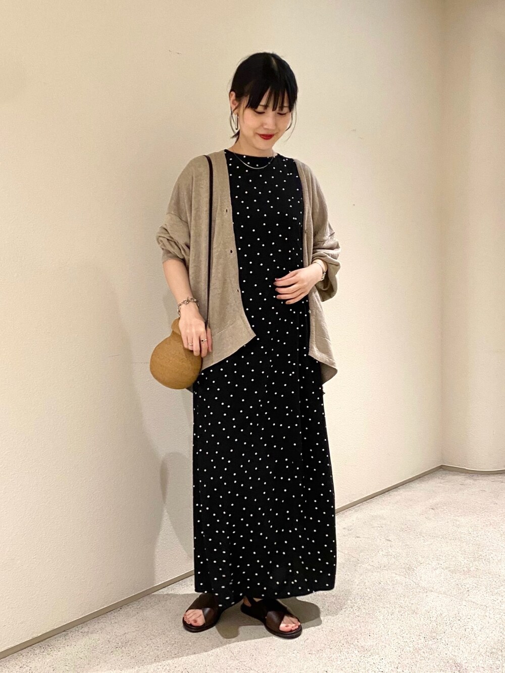 低身長向けも展開』ドット2WAYギャザーワンピースを使った人気