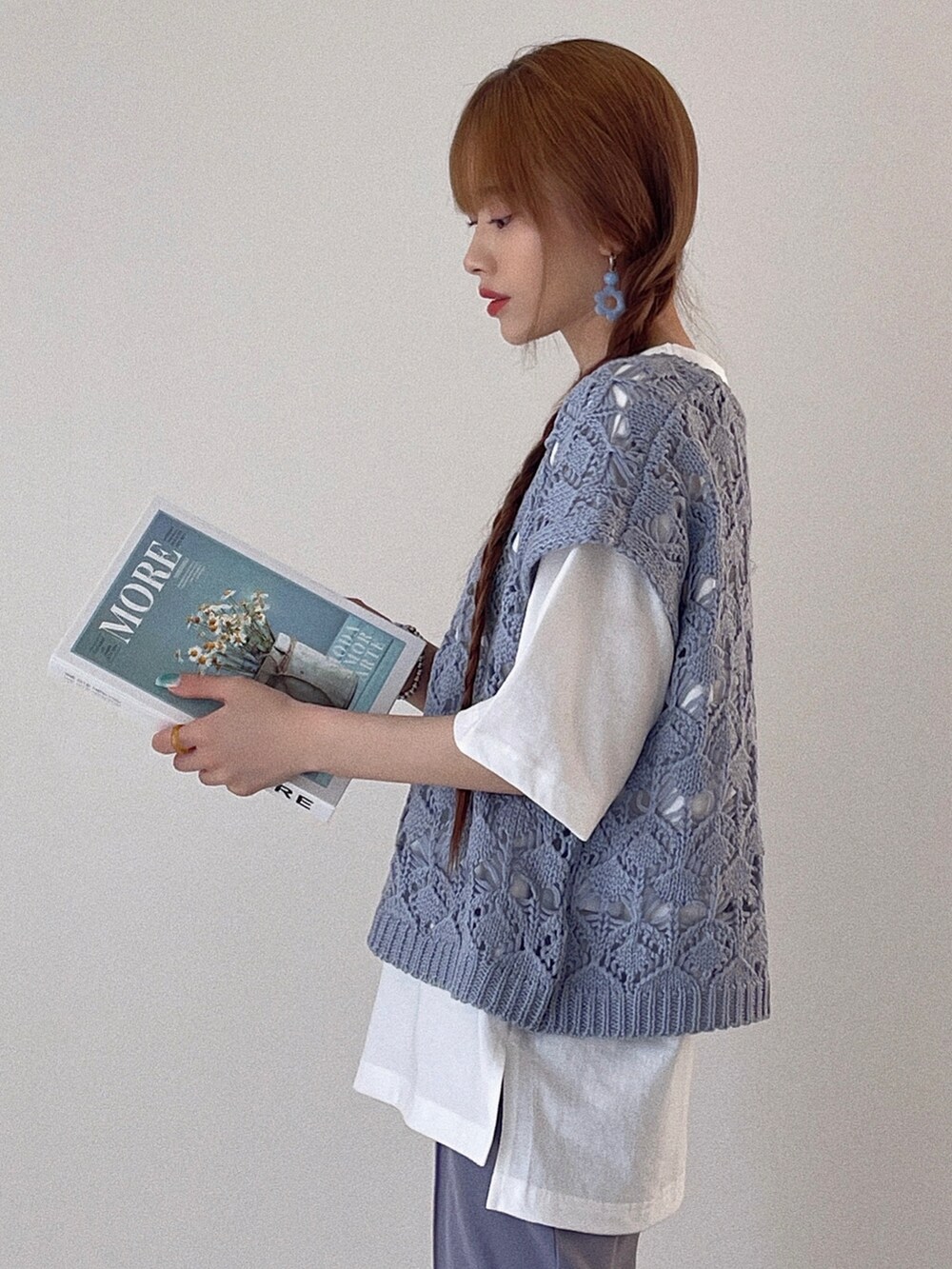 T Λ Eさんの「【etade】openwork knitting vest etdwd22s003（etade）」を使ったコーディネート