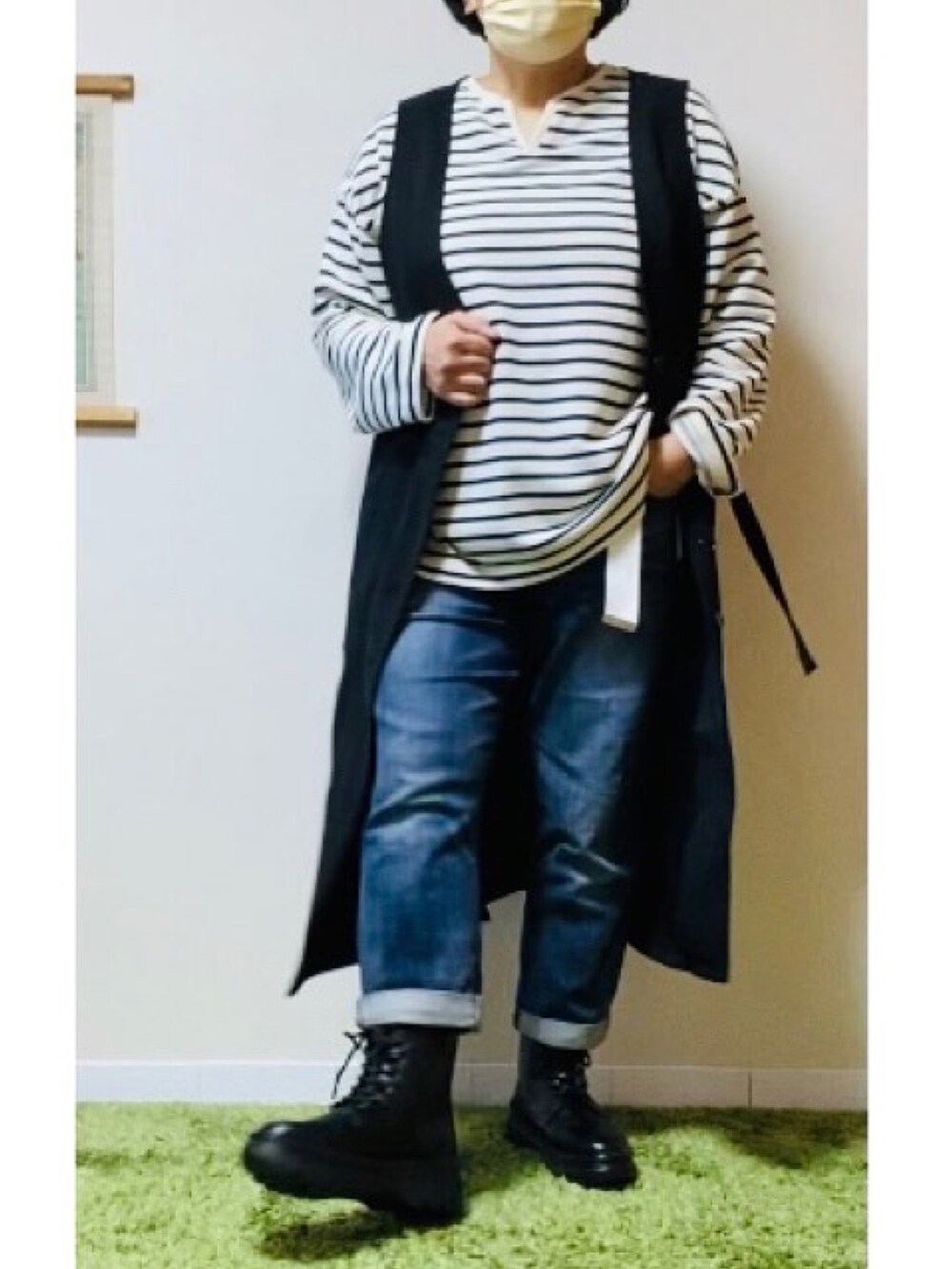 「大人コーデ、オトナカジュアル、大人カジュアル、しまむら、アラフィフ、ぽっちゃり、アベイル、デニムコーデ、ダッフルコート、着回しコーデ」｜「Availのアイテム（ダッフルコート、ホワイト系）」を使った、hiratti53さん（レディース・159cm）の冬コーディネートの4枚目の写真