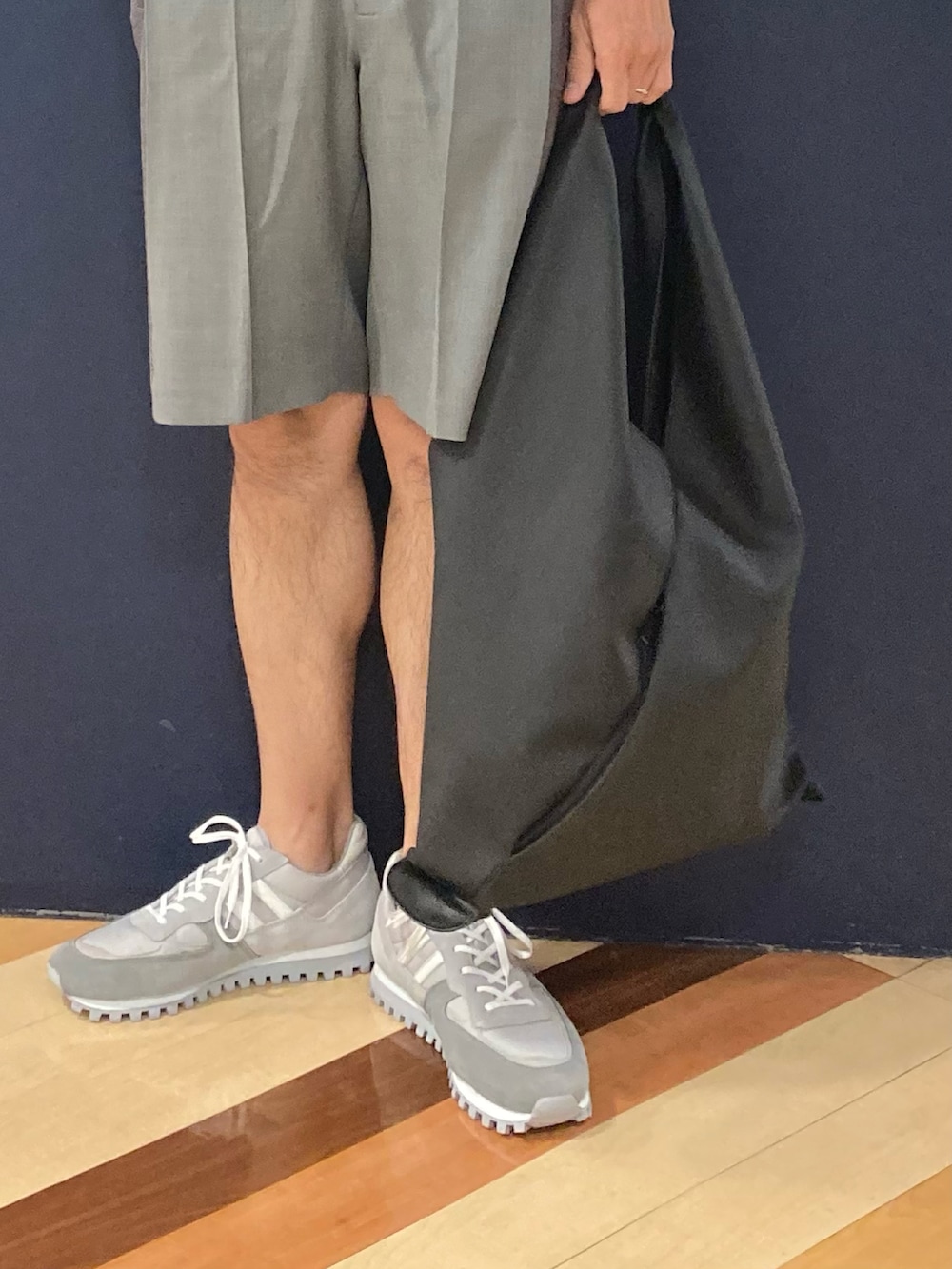 「あずま袋、ショーツ、ショートパンツ、ショーツスタイル、夏コーデ」｜「5351 POUR LES HOMMESのセーターマシーン クルーネック ニットTシャツ（Tシャツ/カットソー、その他）」を使った、nobgさん（メンズ・171cm）の夏コーディネートの4枚目の写真