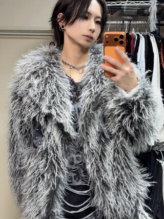 GRANCY】Fur Boa Riders Jacket / ファーボアライダースジャケットを