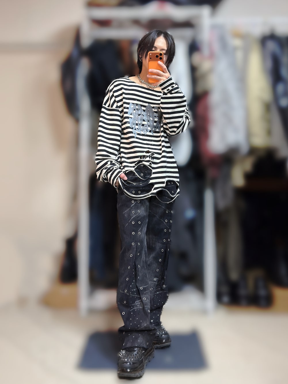 GRANCY】Crazy Design Skinny Flare Denim Pants / クレイジーデザイン