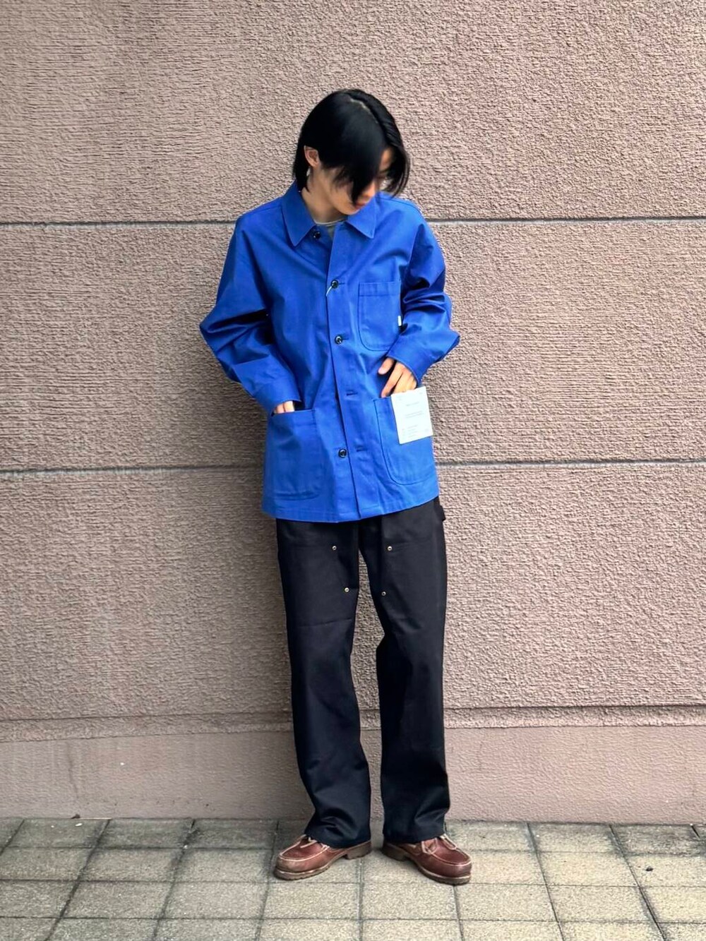 「シンプル、カジュアル、ラフ、春コーデ、春、春カラー、春夏、春のジャケットスタイル」｜「ITEMS URBANRESEARCHのコットン チョアジャケット（その他アウター、ブルー系）」を使った、Shiragami Harutoさん（メンズ・175cm）の春コーディネートの3枚目の写真