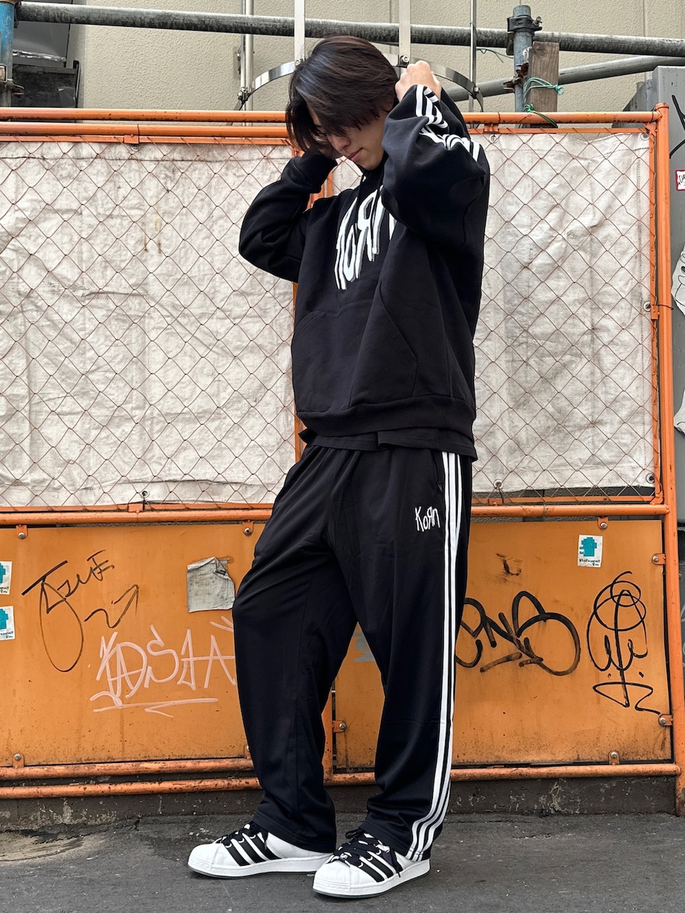 adidas × KORN リバーシブル トラックパンツ Mサイズ ブラック MS  