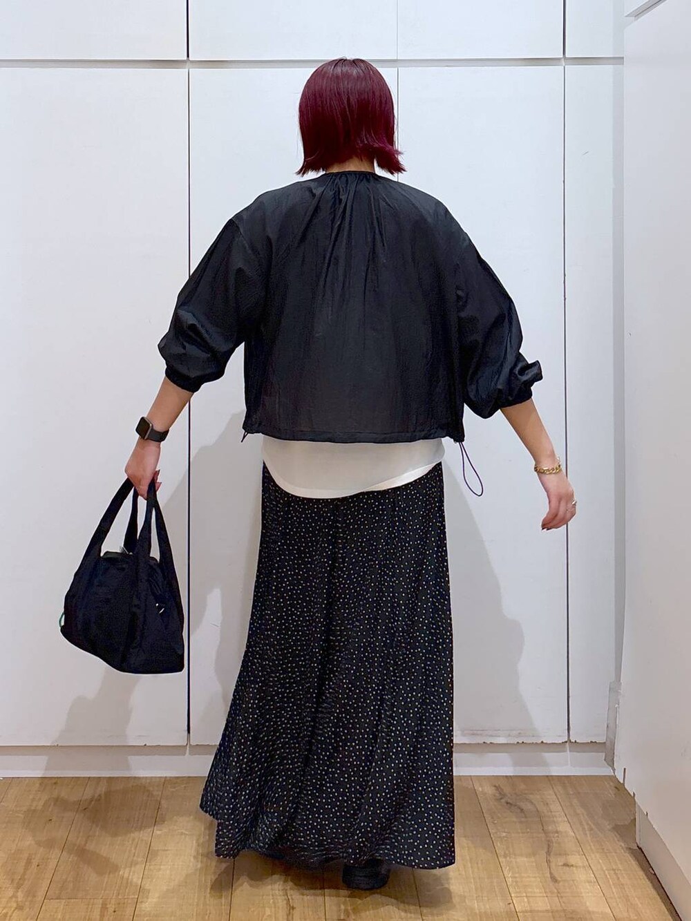 「体型カバー、高見え、高身長、ママコーデ、骨格ストレート、GLOBAL WORK、着痩せ・細見え」|「GLOBAL WORKのリッチクリーンプリントT半袖/147640(Tシャツ/カットソー、ホワイト系)」を使った、ココさん(レディース・165cm)の春コーディネートの5枚目の写真