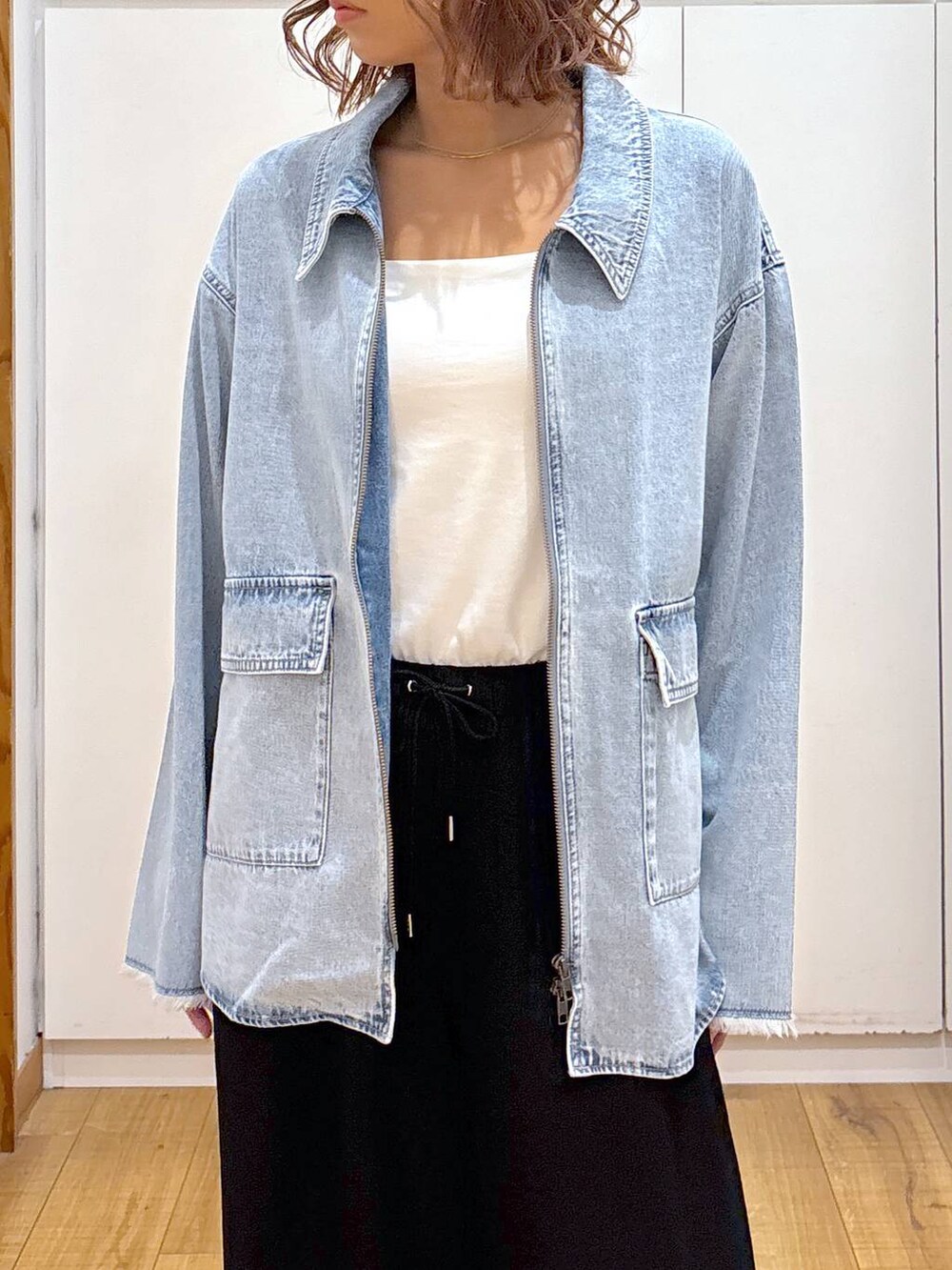 「体型カバー、高見え、高身長、ママコーデ、骨格ストレート、GLOBAL WORK、着痩せ・細見え、and STセール、秋コーデ」｜「GLOBAL WORKのスペ軽5WAYショルダー/253022（ショルダーバッグ、ブラウン系）」を使った、ココさん（レディース・165cm）の夏コーディネートの6枚目の写真