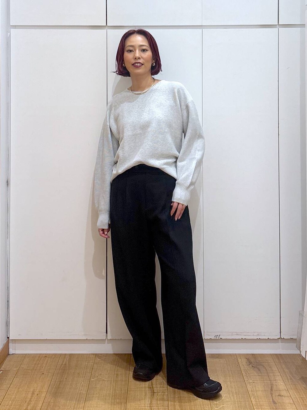 「体型カバー、高見え、高身長、ママコーデ、骨格ストレート、GLOBAL WORK、着痩せ・細見え」|「GLOBAL WORKの撥水軽やかマンパ/243794(マウンテンパーカー、ブルー系)」を使った、ココさん(レディース・165cm)の春コーディネートの6枚目の写真