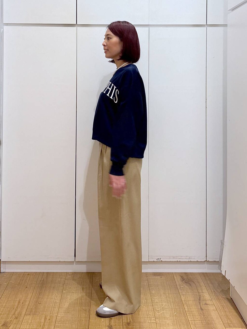 「着痩せ・細見え、体型カバー、高見え、高身長、ママコーデ、骨格ストレート、GLOBAL WORK」|「GLOBAL WORKの撥水軽やかマンパ/243794(マウンテンパーカー、グリーン系)」を使った、ココさん(レディース・165cm)の春コーディネートの7枚目の写真