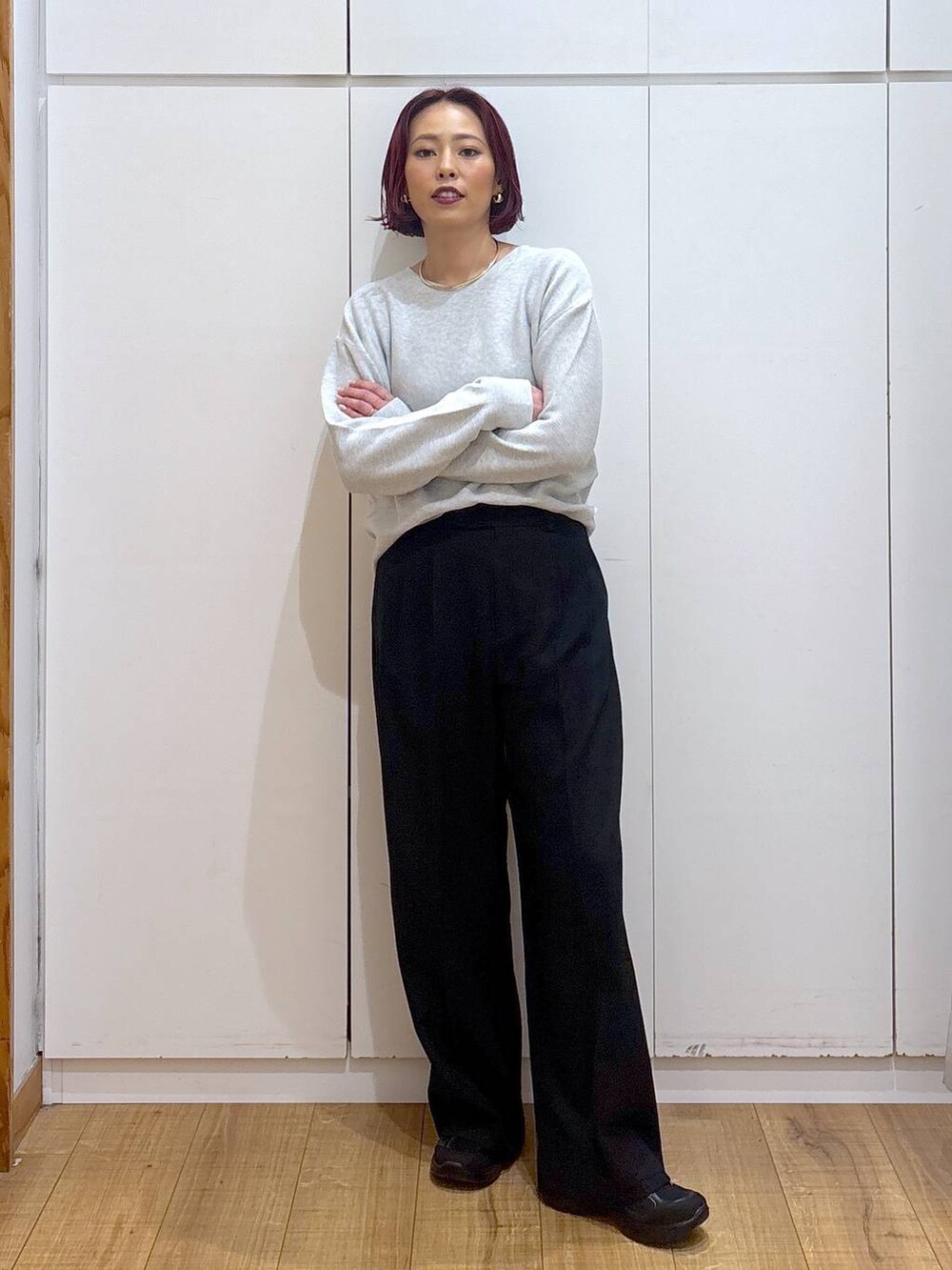 「体型カバー、高見え、高身長、ママコーデ、骨格ストレート、GLOBAL WORK、着痩せ・細見え」|「GLOBAL WORKの撥水軽やかマンパ/243794(マウンテンパーカー、ブルー系)」を使った、ココさん(レディース・165cm)の春コーディネートの5枚目の写真