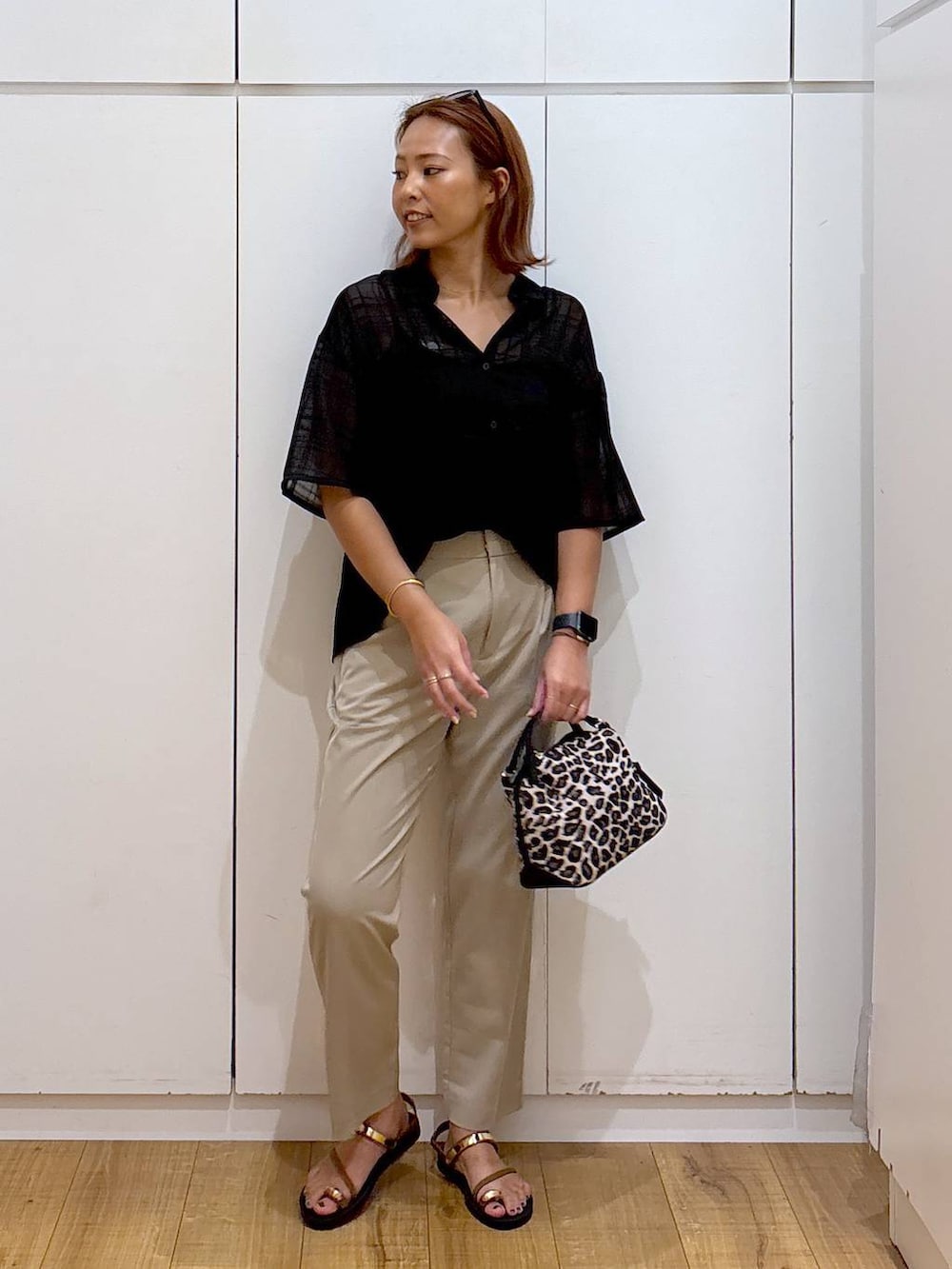 「体型カバー、高見え、高身長、ママコーデ、骨格ストレート、GLOBAL WORK、着痩せ・細見え」|「GLOBAL WORKのスペ軽お財布ショルダー/132336(ショルダーバッグ、その他)」を使った、ココさん(レディース・165cm)の夏コーディネートの4枚目の写真