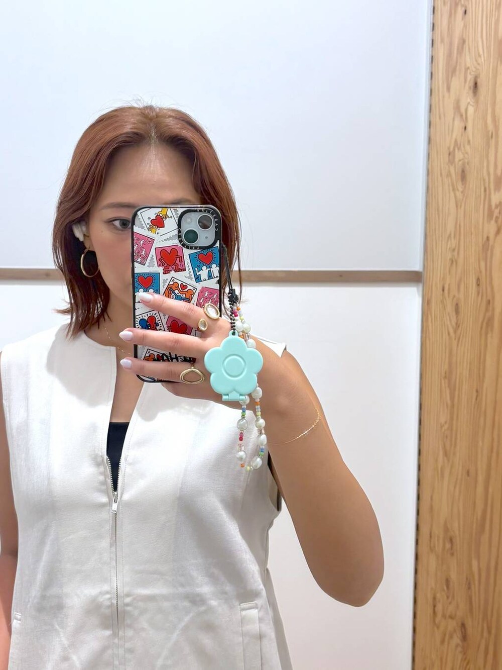 「体型カバー、高見え、高身長、ママコーデ、骨格ストレート、GLOBAL WORK、着痩せ・細見え、and STセール」|「GLOBAL WORKのスタイルアップリネンIラインスカート/290046(スカート、グレー系)」を使った、ココさん(レディース・165cm)の夏コーディネートの2枚目の写真