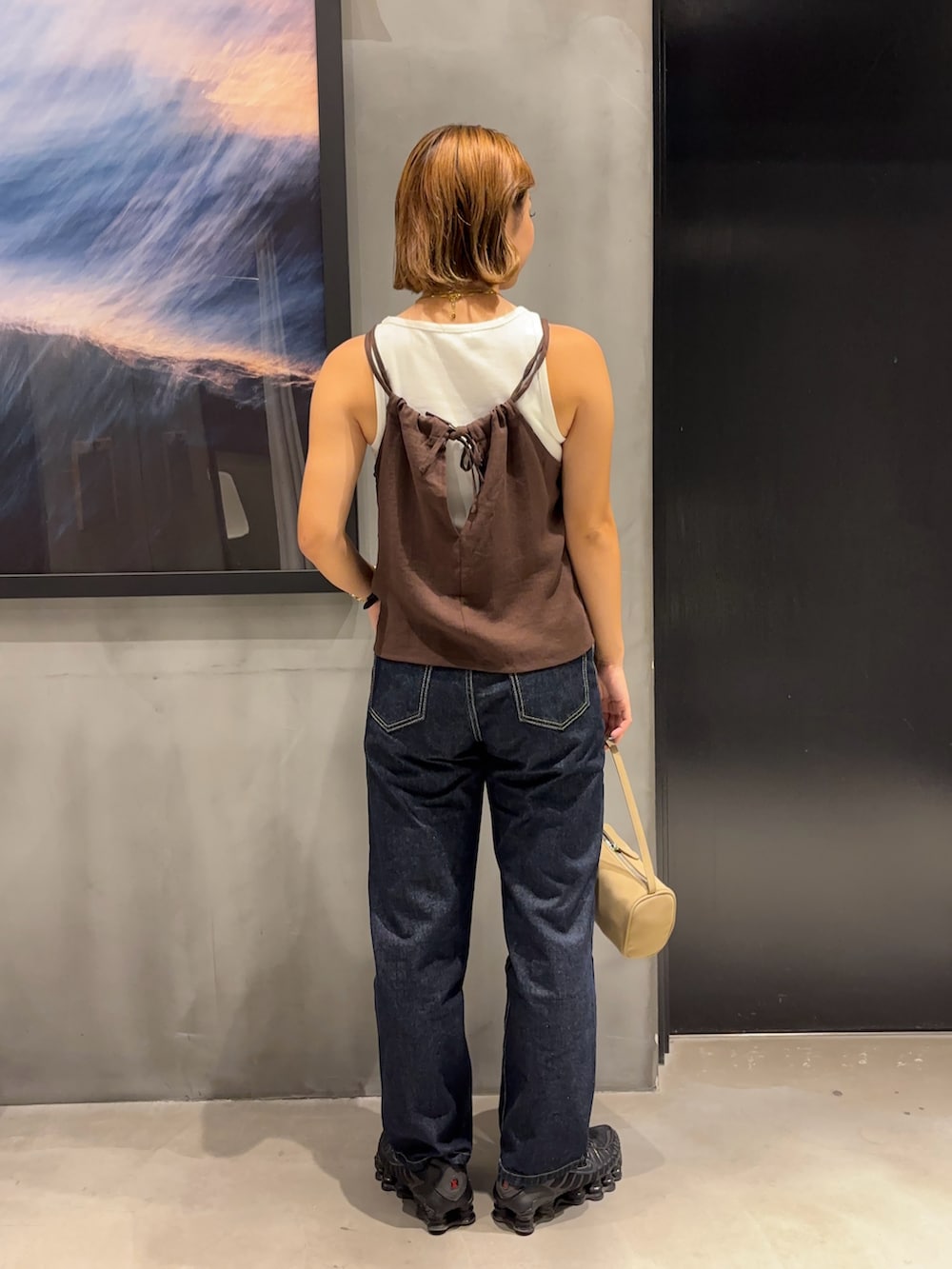 「コロニー、コロニー2139、colony 2139」｜「COLONY 2139のリネンライクキャミブラウス（キャミソール、ブラウン系）」を使った、myu0425さん（骨格ウェーブ・レディース・163cm）の夏コーディネートの2枚目の写真