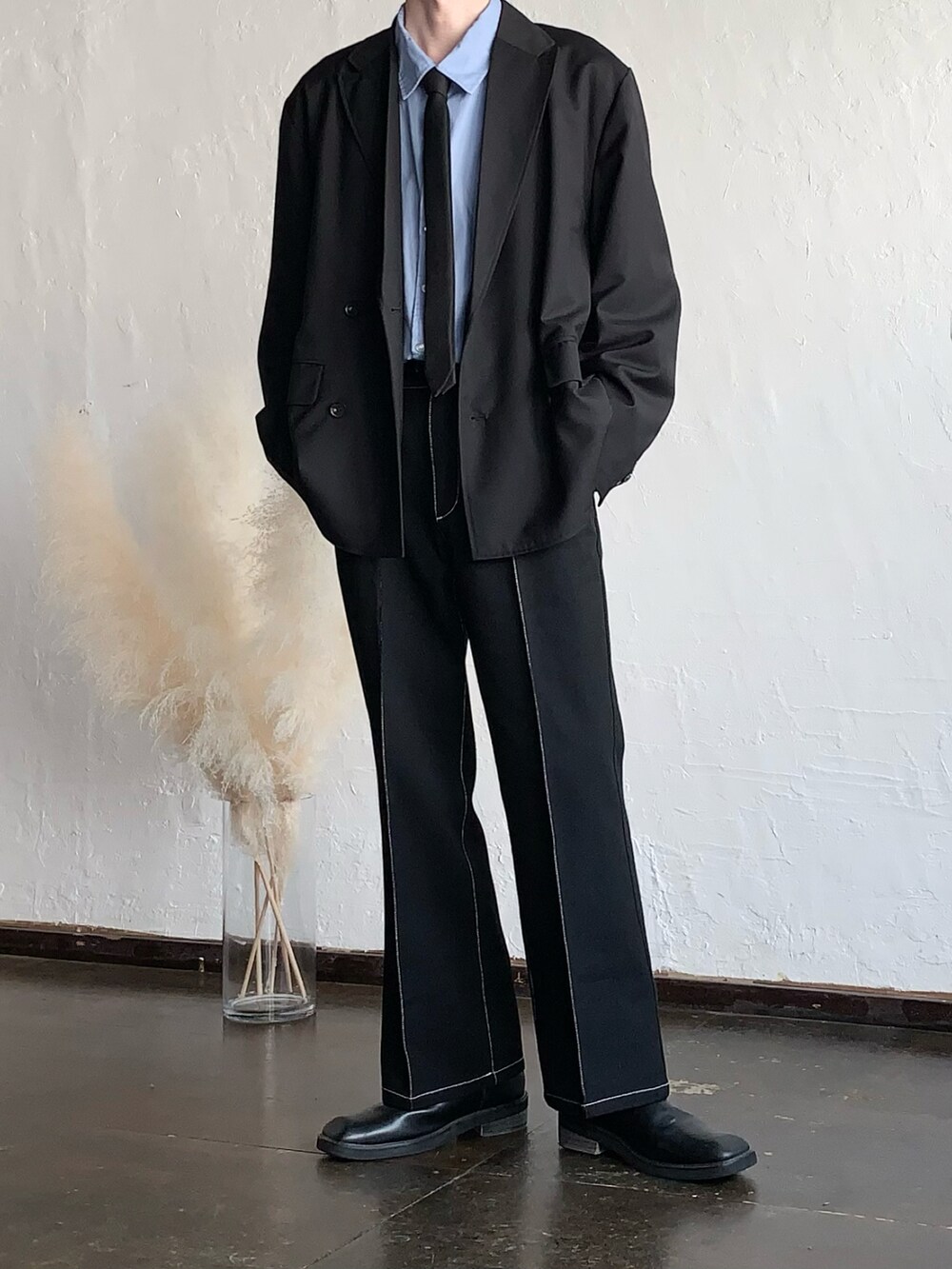 テーラードジャケット　ブラックコーデ　7点セット　キングヌー　King Gnu こーき｜JULLINのテーラードジャケットを使ったコーディネート - WEAR