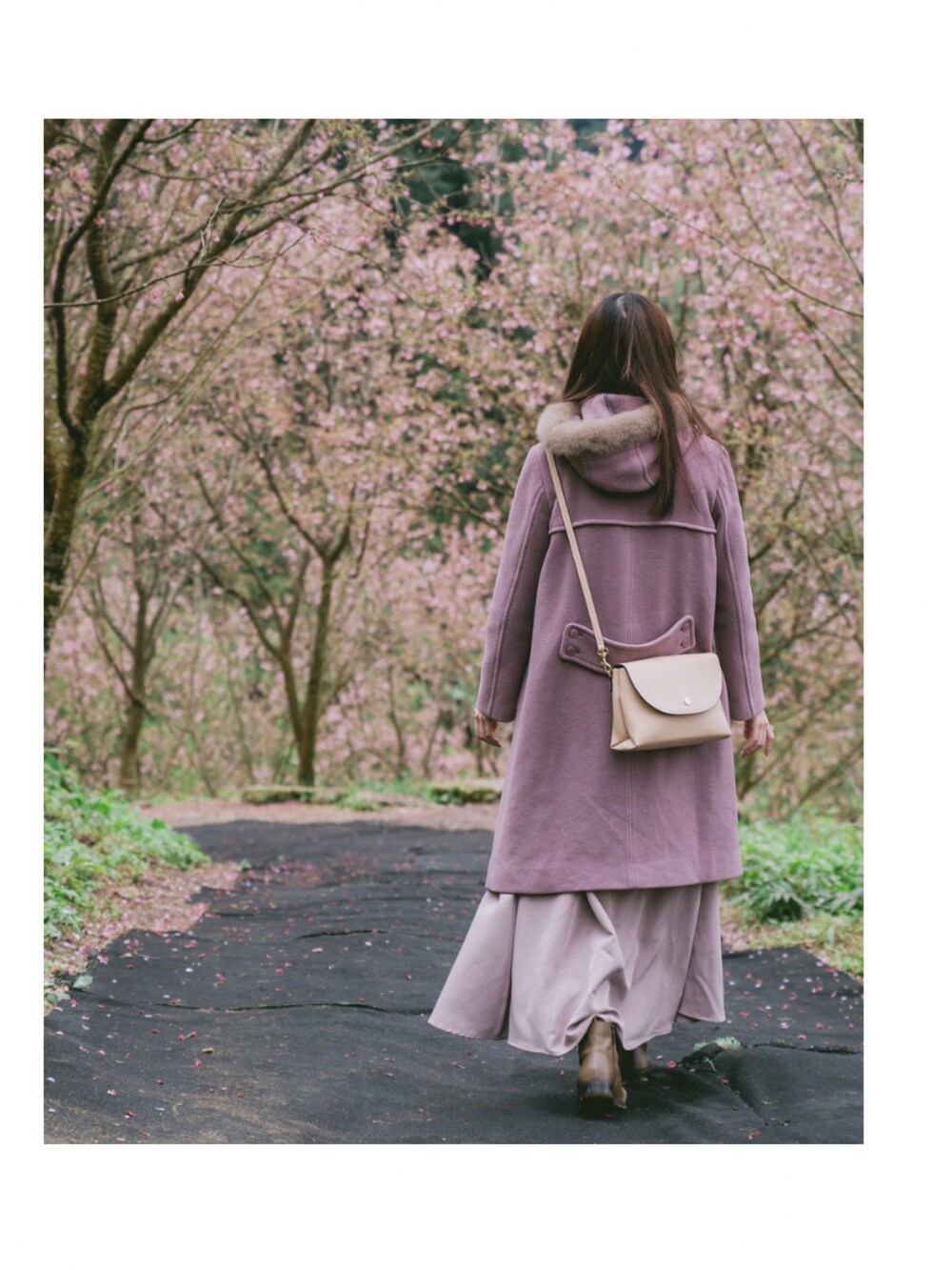 「春服、大人可愛い、お休みの日コーデ、高身長女子、桜、お洒落さんとつながりたい、Taiwan、TAIPEI、JILL by JILL STUART、one after another NICE CLAUP」｜「JILL by JILL STUARTのアイテム（ジャケット/アウター、パープル系）」を使った、Yunさん（レディース・166cm）の春コーディネートの2枚目の写真