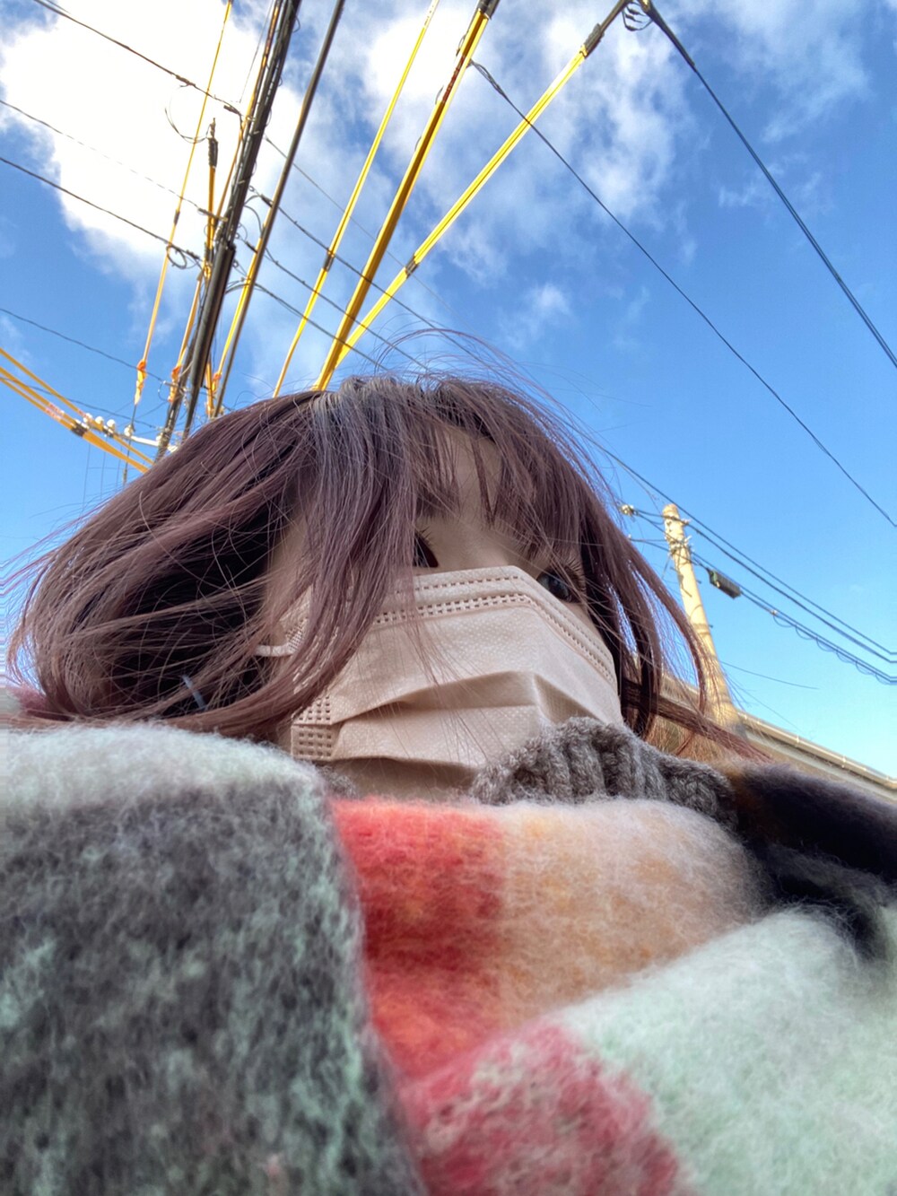 ブラック系のジャケット/アウター、ブラウン系のパンツ、ブラック系のトップスを着用したレディースの冬コーディネートの4枚目の写真