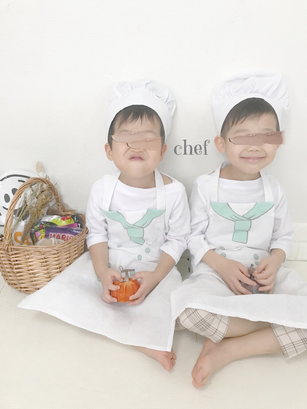 「wearhalloween2021、halloween、ハロウィンコーデ、仮装、コスプレ、男の子、兄弟、3coins」｜「3coinsのアイテム（その他、ホワイト系）」を使った、ぽん‪‪☺︎‬さん（キッズ・100cm）の秋コーディネートの2枚目の写真