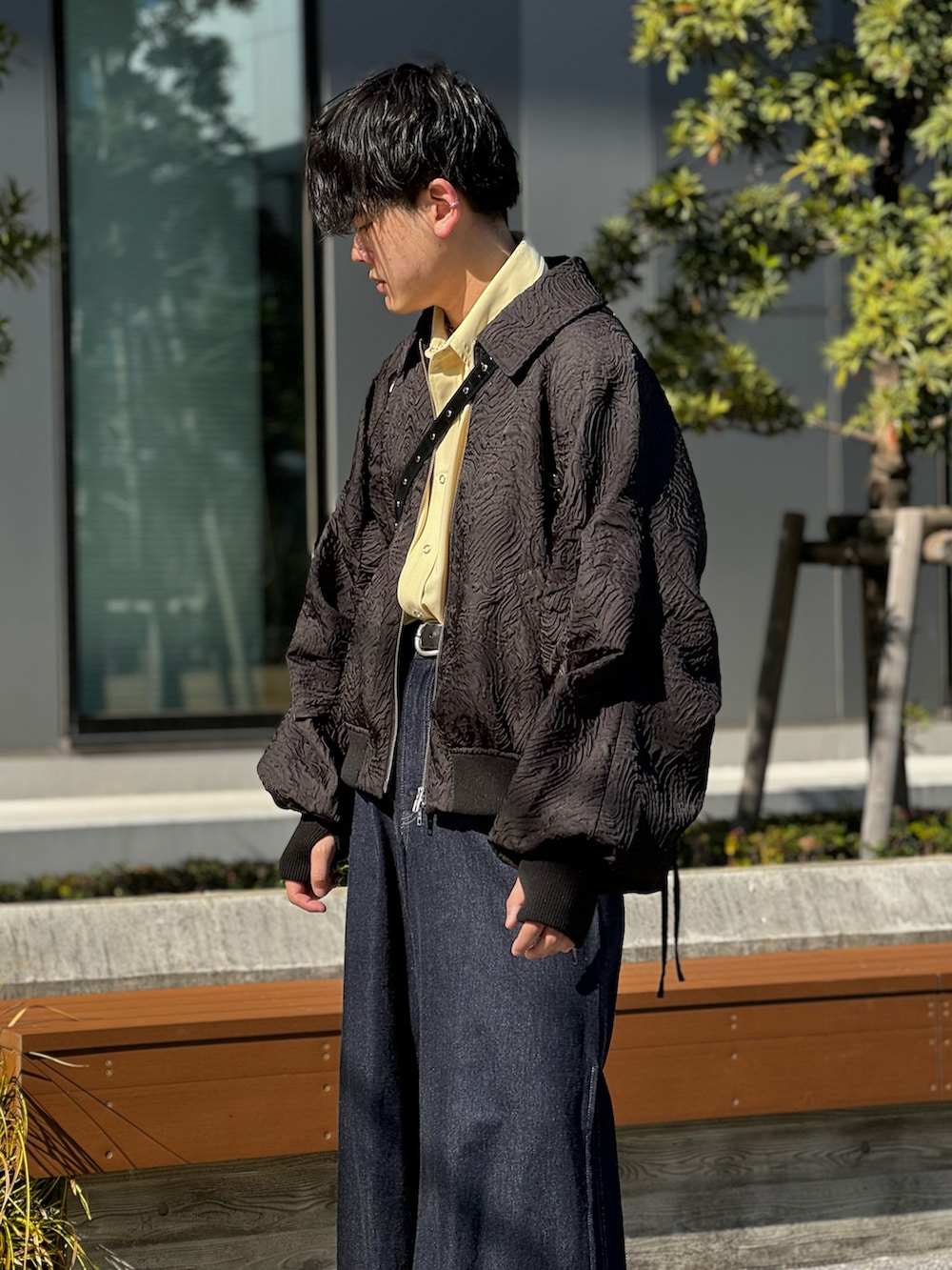 seyto】Jacquard cut out gather blouson