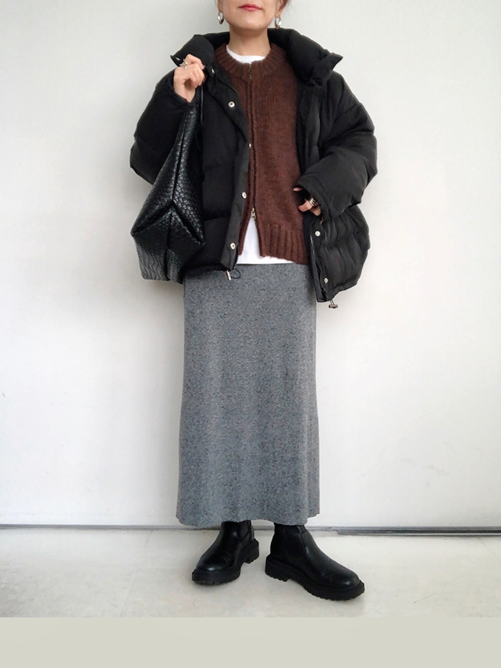 コーデのポイントに 可愛い色使い!\tHermes\tZoomChevronマフラー SACHI|temuのマフラーを使ったコーディネート - WEAR