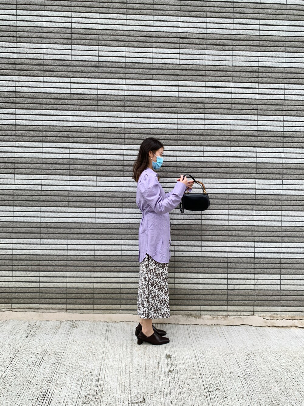 「ootd、春、紫」｜「GUCCIのアイテム（バッグ、ブラック系）」を使った、christaさん（レディース・162cm）の春コーディネートの2枚目の写真