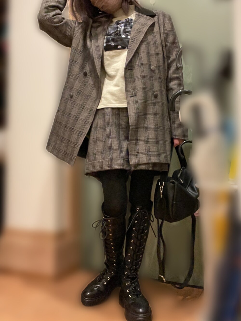 「PBLIMのPAGEBOYLIM/2wayショルダーバック（ショルダーバッグ、ブラック系）」を使った、ちゃー さん（レディース・150cm）の冬コーディネートの2枚目の写真