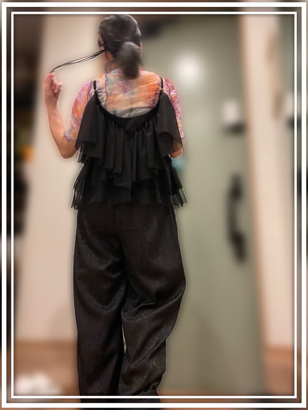 「notch.のジャカードサテンパンツ（その他パンツ、ブラック系）」を使った、ちゃー さん（レディース・150cm）の夏コーディネートの2枚目の写真