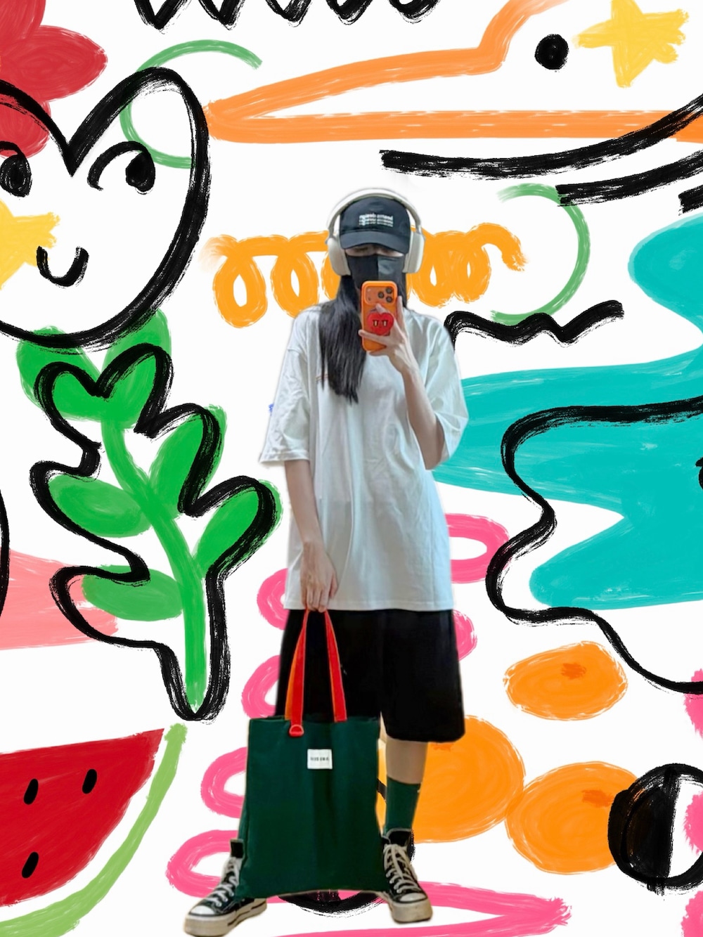 ホワイト系のTシャツ/カットソー、その他のスーツパンツ、グリーン系のショルダーバッグを着用したレディースの秋コーディネートの3枚目の写真