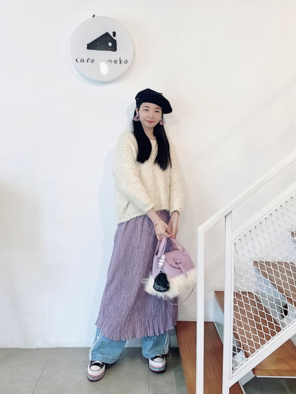 「KANGOLのアイテム（ハンチング/ベレー帽、その他）」を使った、121さん（レディース・162cm）の冬コーディネートの2枚目の写真